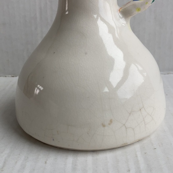 Creamy white bird handle pottery vase pitcher - Picture 3 of 13